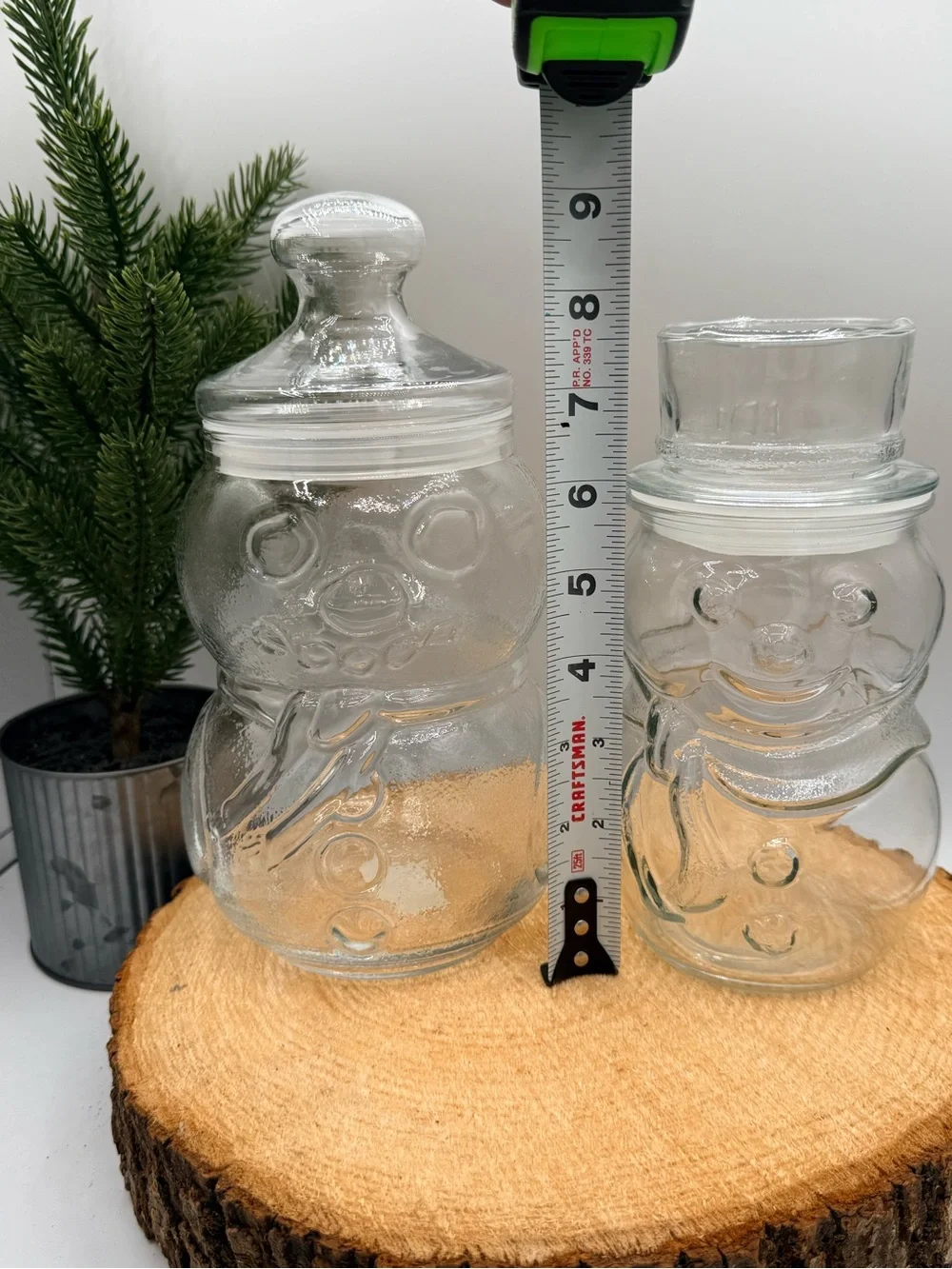 VTG Libbey Glass Snowman Jar Canister Set (2)